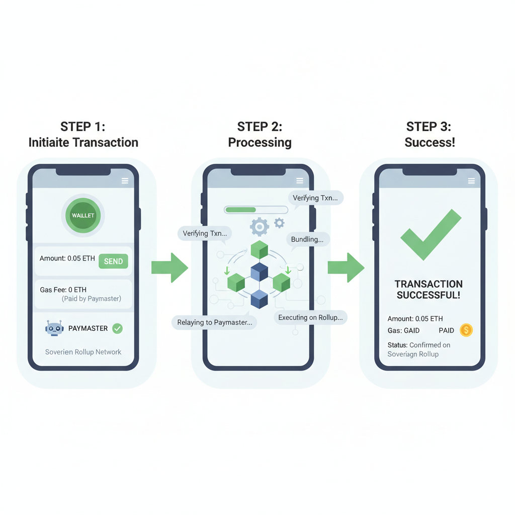 wallet interface testing gasless txn paymaster sovereign rollup success