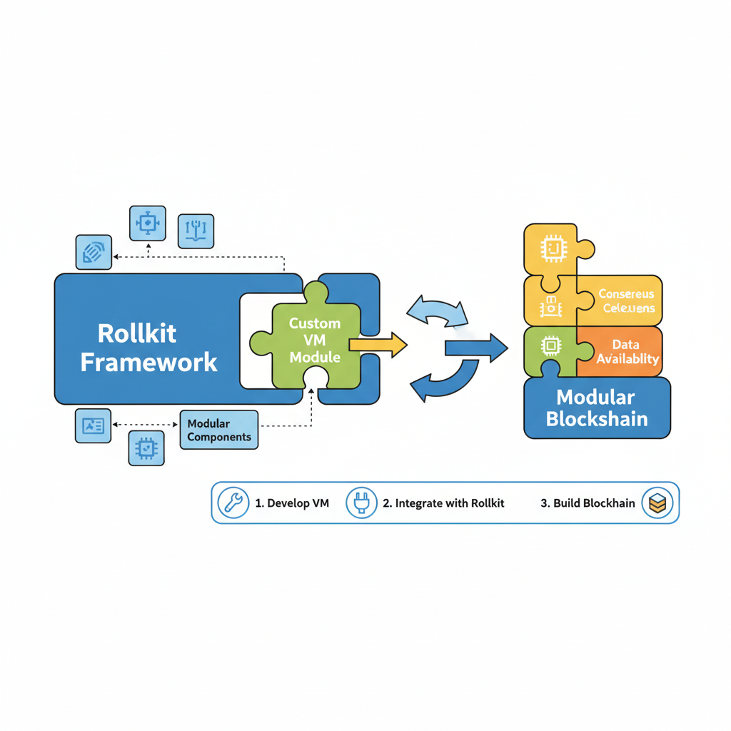 plugging custom VM module into Rollkit framework with modular blockchain puzzle pieces